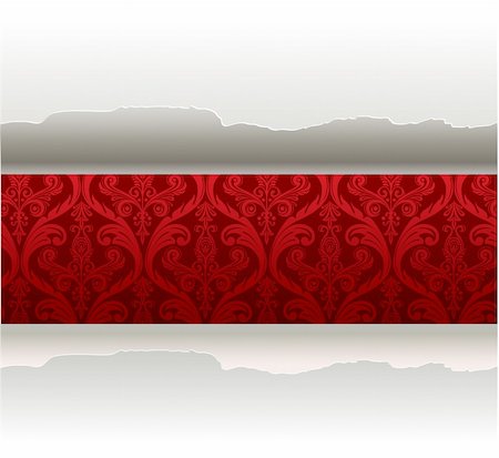 Vector paper with a red baroque background Stock Photo - Budget Royalty-Free & Subscription, Code: 400-04655821