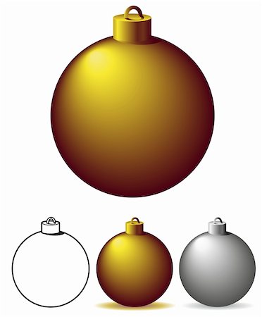 this is a vector illustration of christmas ornaments in gold and silver Foto de stock - Super Valor sin royalties y Suscripción, Código: 400-04656117