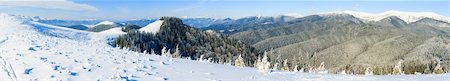 simsearch:400-04820244,k - winter calm mountain landscape with rime and snow covered forest.  Twelve shots stitch image. Photographie de stock - Aubaine LD & Abonnement, Code: 400-04656152