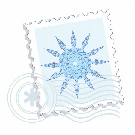 simsearch:400-04656297,k - Postage stamp with snowflake. Vector illustration. Photographie de stock - Aubaine LD & Abonnement, Code: 400-04656297