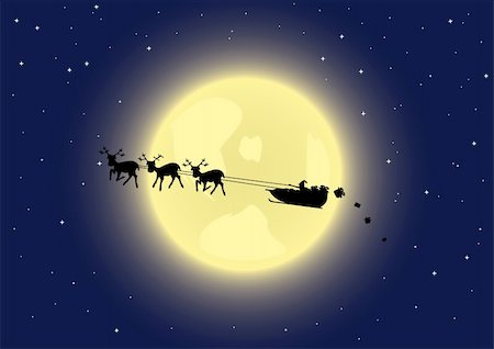 simsearch:400-08134666,k - Santa's sleigh in the sky. Vector illustration. Fotografie stock - Microstock e Abbonamento, Codice: 400-04656308