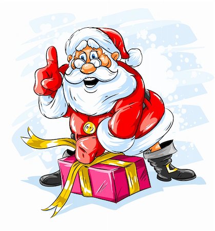 simsearch:400-07332398,k - cheerful Santa Claus opening a Christmas gift box - vector illustration Photographie de stock - Aubaine LD & Abonnement, Code: 400-04656348