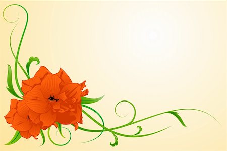 Vector image of a red flower with leaves and vines Foto de stock - Super Valor sin royalties y Suscripción, Código: 400-04656664