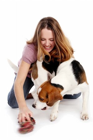 simsearch:400-07053513,k - beautiful young woman with dogy Stockbilder - Microstock & Abonnement, Bildnummer: 400-04656679