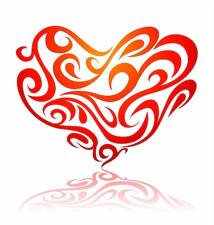 Vector image of a glossy shining heart with floral pattern Stock Photo - Budget Royalty-Free & Subscription, Code: 400-04656670
