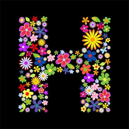 Vector flower font, letter H Stock Photo - Budget Royalty-Free & Subscription, Code: 400-04657006