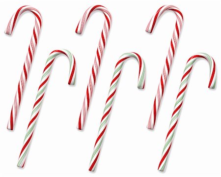 sidewaysdesign (artist) - Set of 6 traditional holiday candy canes isolated on white with clipping paths. Photographie de stock - Aubaine LD & Abonnement, Code: 400-04657157