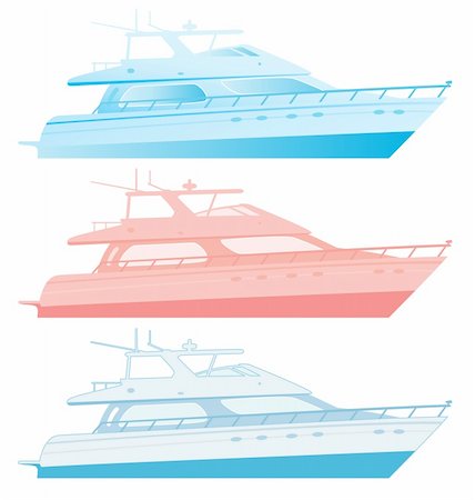 speedboat vector - three color yacht pattern design. Stock Photo - Budget Royalty-Free & Subscription, Code: 400-04657162