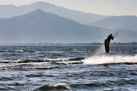 simsearch:400-06081165,k - Kite surfers at Skinias beach in Greece. Foto de stock - Royalty-Free Super Valor e Assinatura, Número: 400-04657263