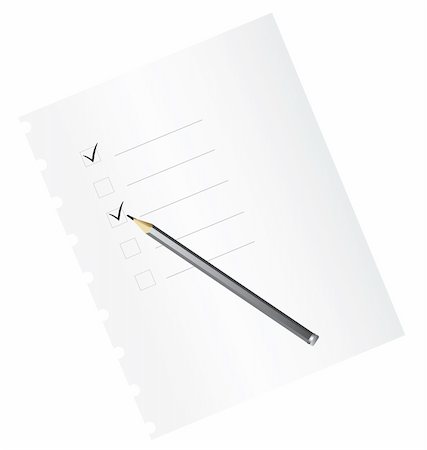 simsearch:400-05022667,k - Checklist on paper, with pencil - vector Stockbilder - Microstock & Abonnement, Bildnummer: 400-04657324