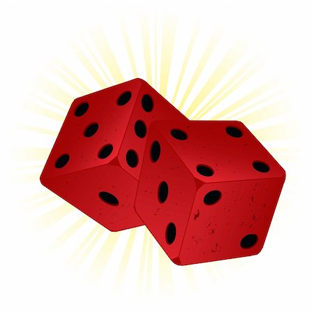 simsearch:400-06911675,k - Vector gambling illustration with two red vintage dice on shiny background. Stock Photo - Budget Royalty-Free & Subscription, Code: 400-04657329