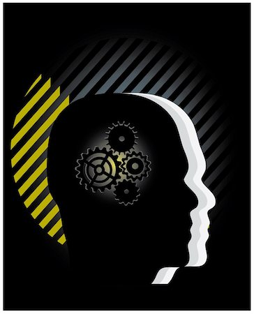 simsearch:400-06417700,k - Gear symbol in the head of a thinking people silhouettes, conceptual vector illustration Foto de stock - Royalty-Free Super Valor e Assinatura, Número: 400-04657330