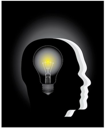 A light bulb in the head of a thinking people, conceptual vector illustration Stock Photo - Budget Royalty-Free & Subscription, Code: 400-04657331