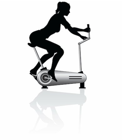 simulator - Young woman training on exercise bike - vector illustration Stock Photo - Budget Royalty-Free & Subscription, Code: 400-04657344