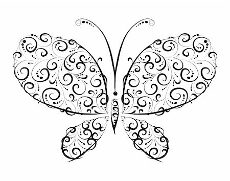 simsearch:400-06107863,k - Butterfly silhouette ornament  for you design Fotografie stock - Microstock e Abbonamento, Codice: 400-04657379