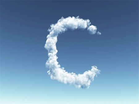 clouds forms the uppercase letter C in the sky - 3d illustration Photographie de stock - Aubaine LD & Abonnement, Code: 400-04657584