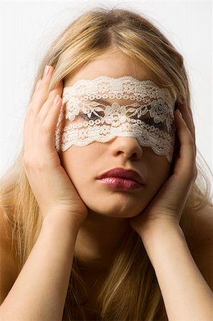 simsearch:400-04302558,k - beautiful blond young woman with a white lace mask Stock Photo - Budget Royalty-Free & Subscription, Code: 400-04657710