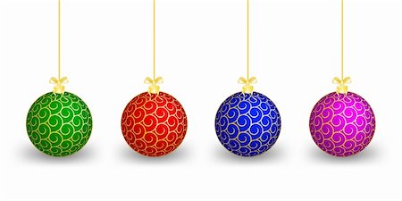 simsearch:400-04754736,k - Christmas balls of different colours in the form of spheres on a white background Photographie de stock - Aubaine LD & Abonnement, Code: 400-04657759