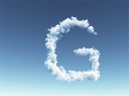 clouds forms the uppercase letter G in the sky - 3d illustration Stock Photo - Budget Royalty-Free & Subscription, Code: 400-04657785