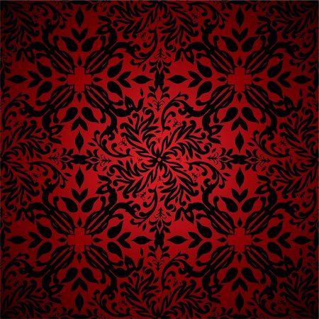 Red and black floral inspired seamless background pattern Stock Photo - Budget Royalty-Free & Subscription, Code: 400-04657792