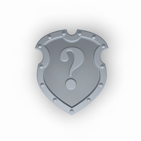 simsearch:400-04661440,k - metal shield with question mark on white background - 3d illustration Fotografie stock - Microstock e Abbonamento, Codice: 400-04657865