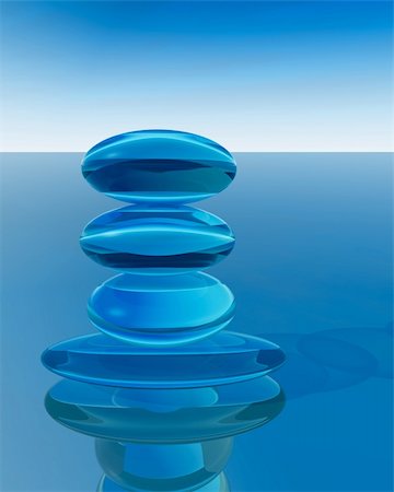 simsearch:400-06920771,k - Zen stones of blue crystal on blue horizon background. Photographie de stock - Aubaine LD & Abonnement, Code: 400-04658046