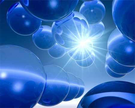 Abstract science of cool sea blue crystal spheres against bright star. Stock Photo - Budget Royalty-Free & Subscription, Code: 400-04658057