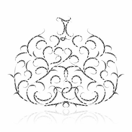 Halloween pumpkin, floral ornament. Vector illustration for your design Stock Photo - Budget Royalty-Free & Subscription, Code: 400-04658195