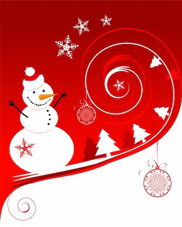 simsearch:400-05081908,k - Happy snowman, christmas card Photographie de stock - Aubaine LD & Abonnement, Code: 400-04658199