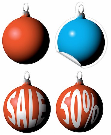 simsearch:400-05341250,k - Christmas bulbs as a sale tags / labels Stock Photo - Budget Royalty-Free & Subscription, Code: 400-04658241