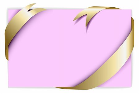 simsearch:400-05242260,k - Christmas or wedding card - Golden ribbon around blank rose paper, where you should write your text Stock Photo - Budget Royalty-Free & Subscription, Code: 400-04658268