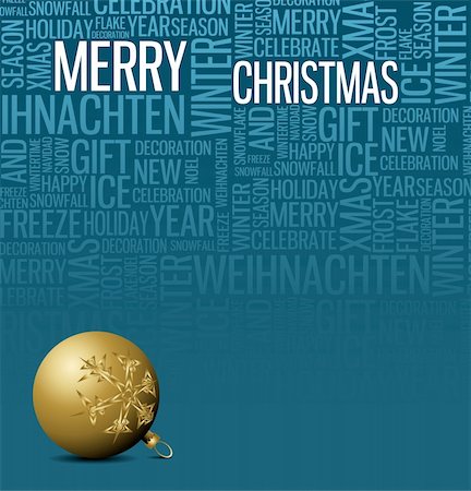 simsearch:400-04347523,k - Abstract christmas card with season words on blue and golden bauble Foto de stock - Royalty-Free Super Valor e Assinatura, Número: 400-04658275