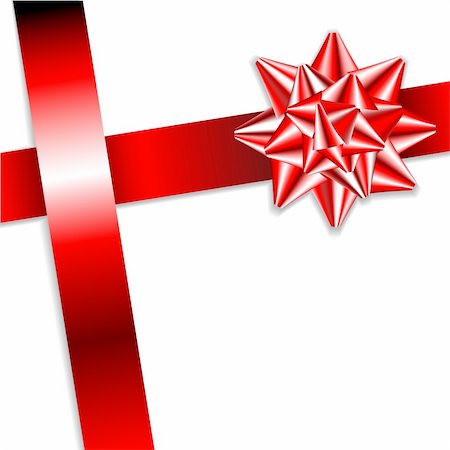 simsearch:400-06171291,k - Red bow on a red ribbon with white background - vector Christmas card Foto de stock - Super Valor sin royalties y Suscripción, Código: 400-04658284