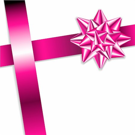 simsearch:400-05326104,k - Pink bow on a pink ribbon with white background - vector Christmas card Stock Photo - Budget Royalty-Free & Subscription, Code: 400-04658283