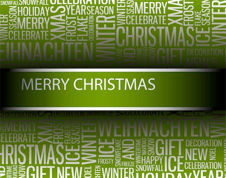 simsearch:400-08302730,k - Abstract Christmas card - silver season words on green Fotografie stock - Microstock e Abbonamento, Codice: 400-04658476