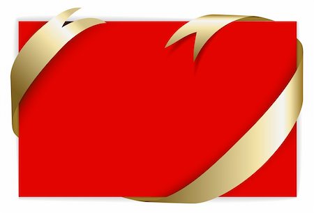 simsearch:400-04658268,k - Christmas or wedding card - Golden ribbon around blank red paper,  where you should write your text Foto de stock - Super Valor sin royalties y Suscripción, Código: 400-04658473
