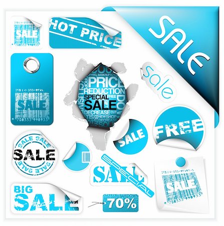 simsearch:400-05341250,k - Set of blue sale tickets, labels, stamps, stickers, corners, tags Stock Photo - Budget Royalty-Free & Subscription, Code: 400-04658485