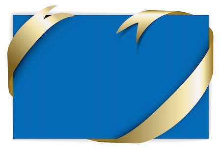 posters with ribbon banner - Christmas or wedding card - Golden ribbon around blank blue paper, where you should write your text Foto de stock - Super Valor sin royalties y Suscripción, Código: 400-04658481