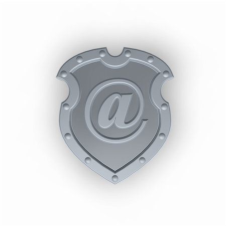 simsearch:400-04661440,k - metal shield with email alias  on white background - 3d illustration Fotografie stock - Microstock e Abbonamento, Codice: 400-04658684