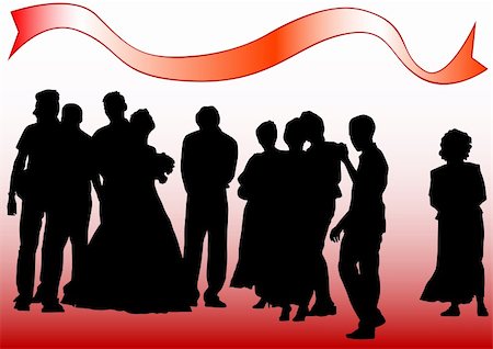Vector drawing crowds at tape. isolated silhouettes Stock Photo - Budget Royalty-Free & Subscription, Code: 400-04658778