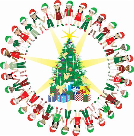 simsearch:400-04349663,k - Kids Love Christmas World 2. 32 Different Children representing different countries around the Christmas Tree. Stock Photo - Budget Royalty-Free & Subscription, Code: 400-04658865
