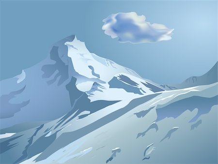 simsearch:400-04472958,k - Vector snowy mountains with blue sky and cloud Foto de stock - Royalty-Free Super Valor e Assinatura, Número: 400-04658959