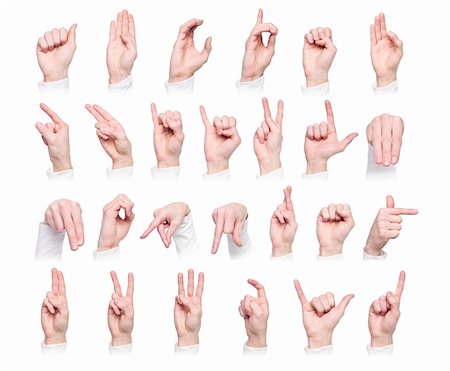 Hands forming the international sign language isolated against a white background Stock Photo - Budget Royalty-Free & Subscription, Code: 400-04658980