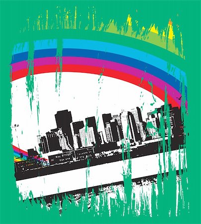 simsearch:400-05904467,k - abstract urban grunge city background with rainbow wave ,vector illustration Stock Photo - Budget Royalty-Free & Subscription, Code: 400-04659092