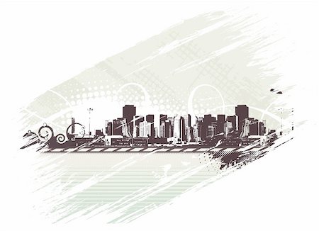 abstract urban city with grunge halftone background ,vector illustration Stock Photo - Budget Royalty-Free & Subscription, Code: 400-04659135