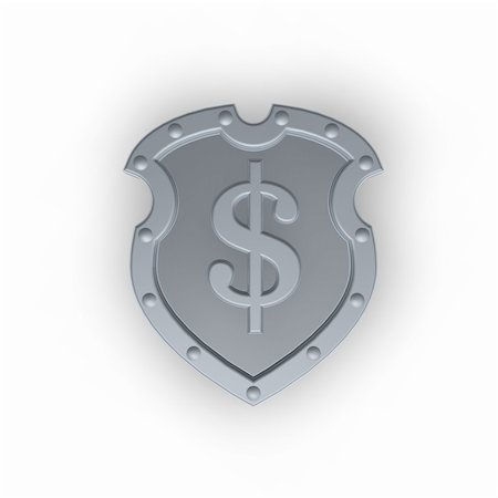 simsearch:400-04661440,k - metal shield with dollar sign on white background - 3d illustration Fotografie stock - Microstock e Abbonamento, Codice: 400-04659251