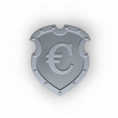 simsearch:400-04661440,k - metal shield with euro sign on white background - 3d illustration Fotografie stock - Microstock e Abbonamento, Codice: 400-04659612