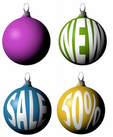 simsearch:400-05341250,k - Set of Christmas bulbs with discount texts Stock Photo - Budget Royalty-Free & Subscription, Code: 400-04659786