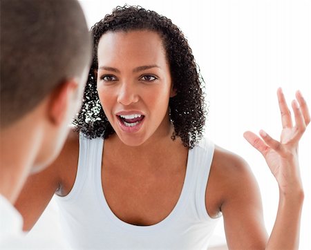 Close-up of a Young couple having an argument in the bedroom Stock Photo - Budget Royalty-Free & Subscription, Code: 400-04659922