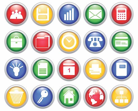 simsearch:400-07050311,k - Business and office set of different vector web icons Photographie de stock - Aubaine LD & Abonnement, Code: 400-04650140